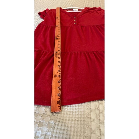 Knox Rose Dress Size Large Red Tiered Loose Fit V Neck + Stretch Flirty Party - Picture 9 of 9